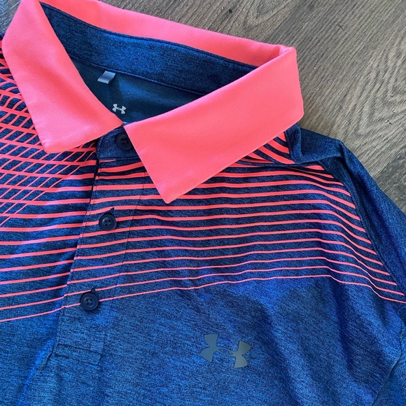 Under armour golf polo size Large blue coral loose fit - Picture 2 of 4